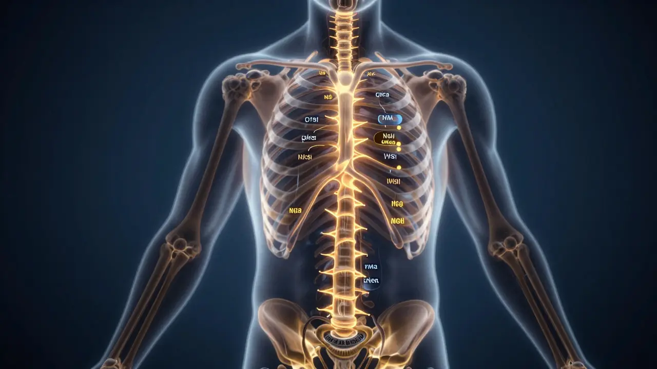 Abstraktní znázornění těla s aktivním spalováním tuků během 12hodinové pauzy mezi jídly.