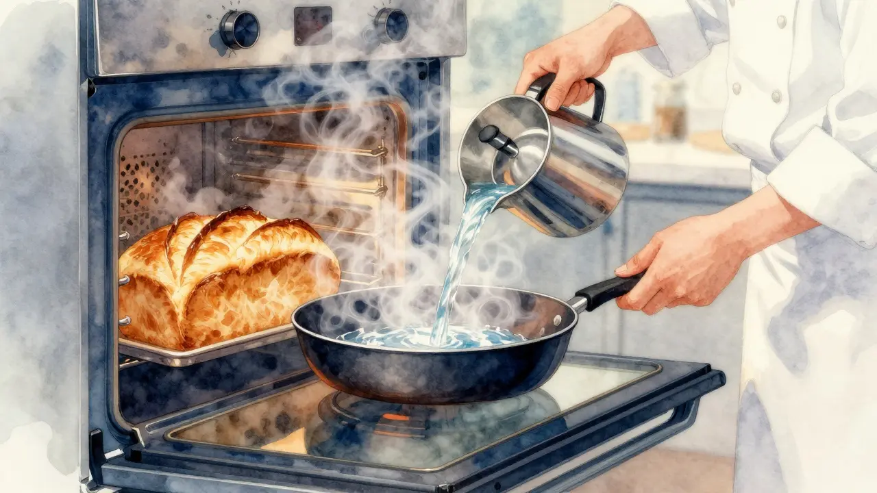 Přidávání páry do trouby pro kůrku chleba